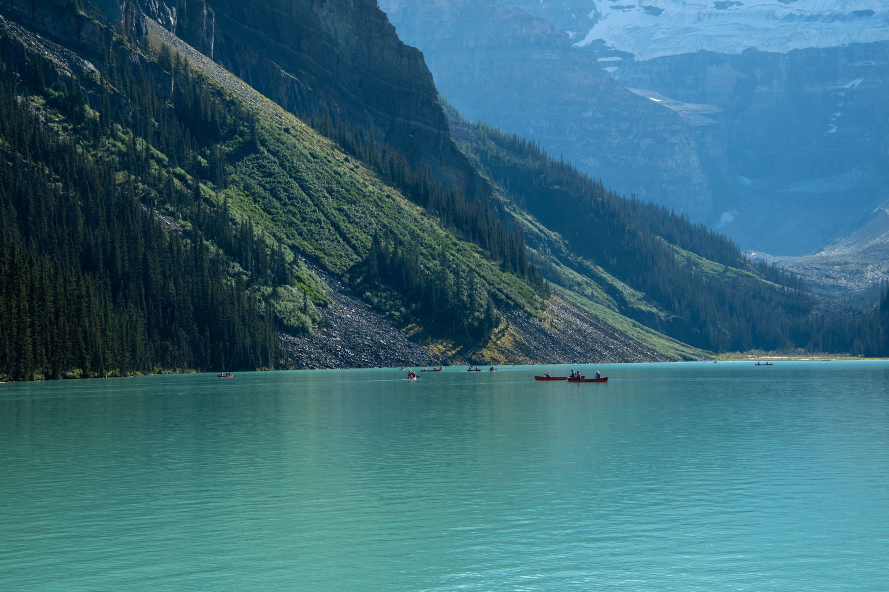 Canoeing on a glacial lake
